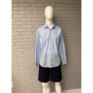Jos.A. Bank Men’s Blue Checkered/ Geometric Long Sleeve Button-Up Shirt Size 161